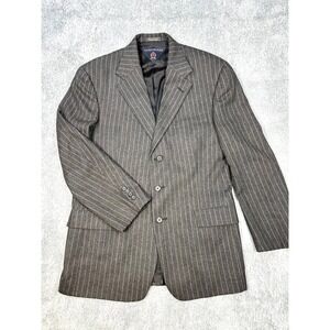 Tommy Hilfiger Sport Suit Coat Blazer 40R Wool gray pinstripe 3 Button academia